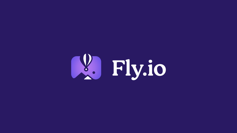 Fly.io brand logo on purple background